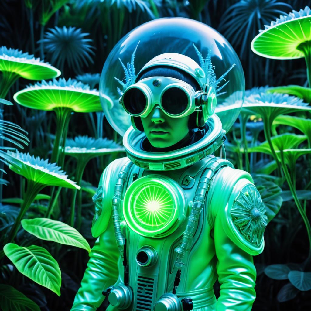 Alien Botanist in Psychedelic Garden