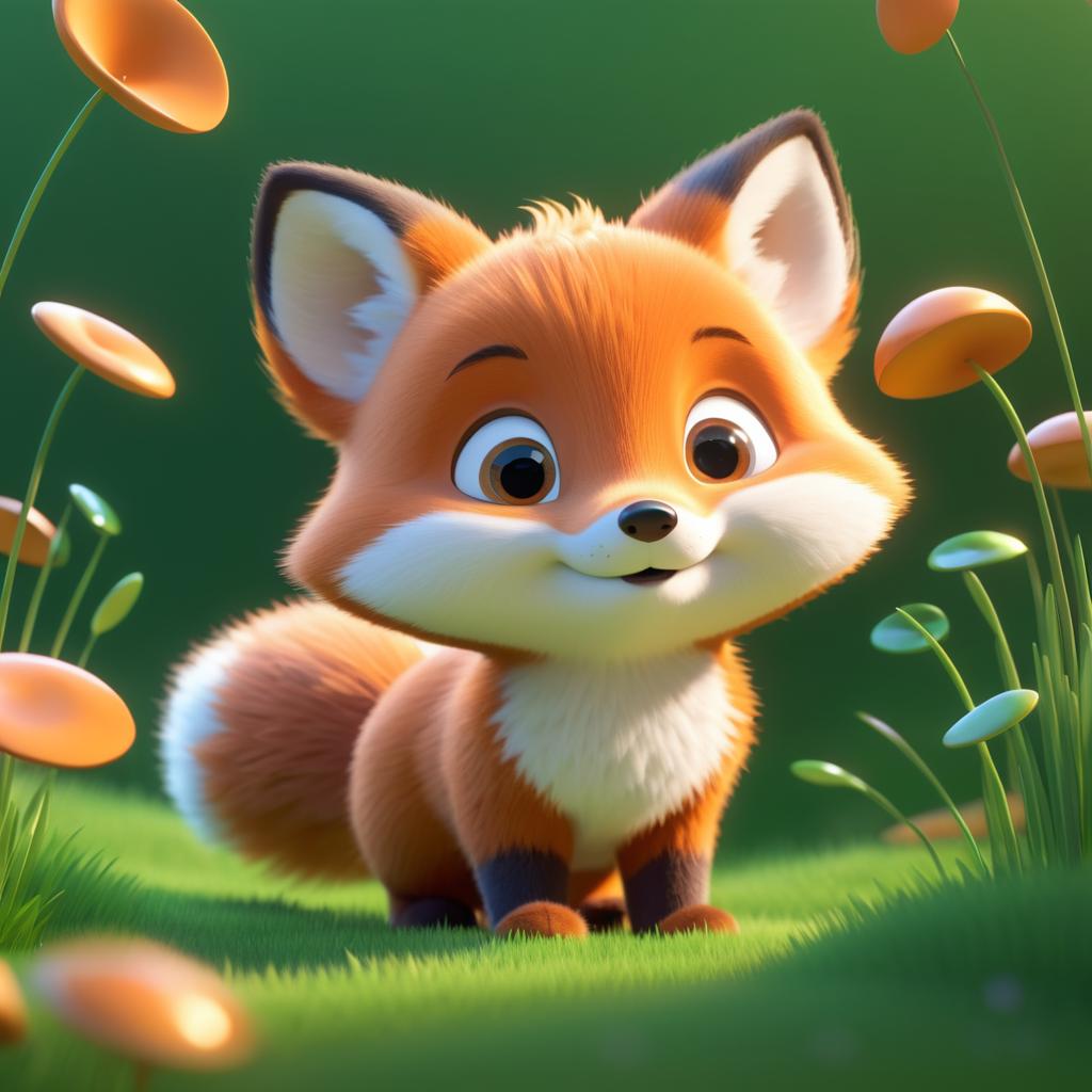 Curious Fox in a Dreamy Pixar Style