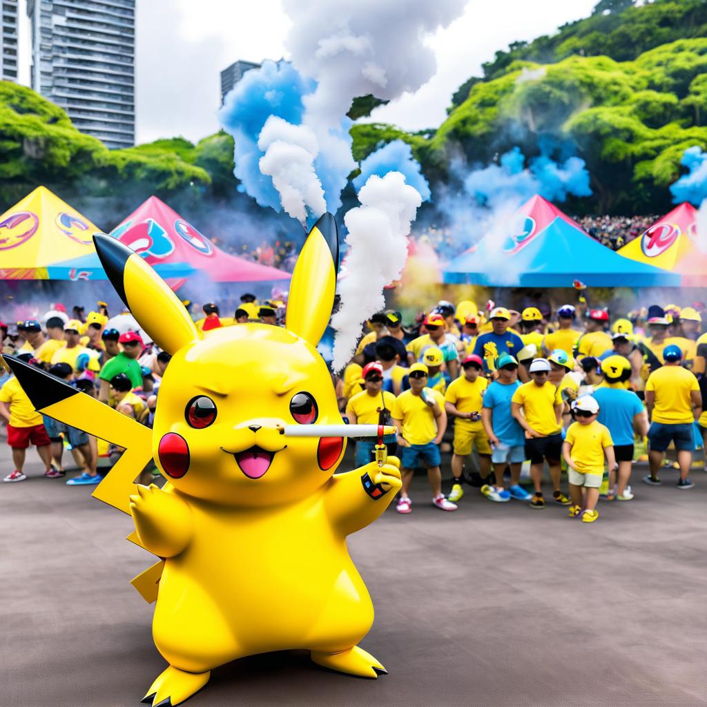 Pikachu Vaping at Pokémon Festival