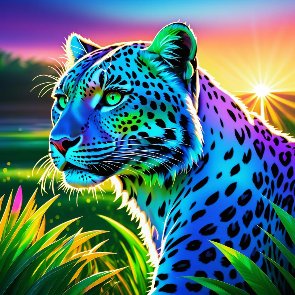 Epic Anime Portrait of Silver Leopard