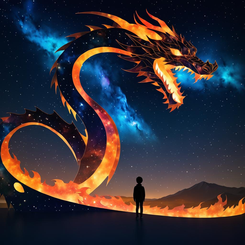 Starry Space with Fiery Dragon Encounter