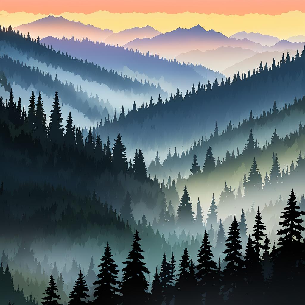 Misty Alpine Ridge with Toon Rendering