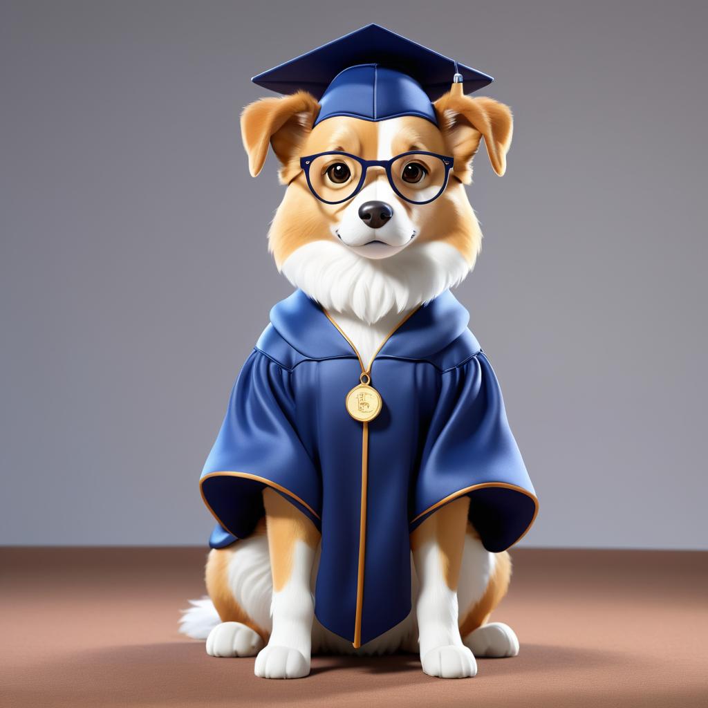 Wise Animated Dog in Academic Attire