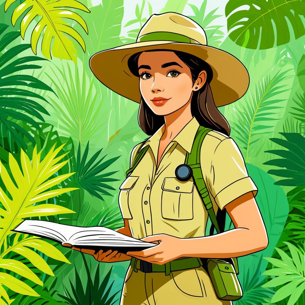 Jungle Explorer Teaching Botany Class Coloring Page