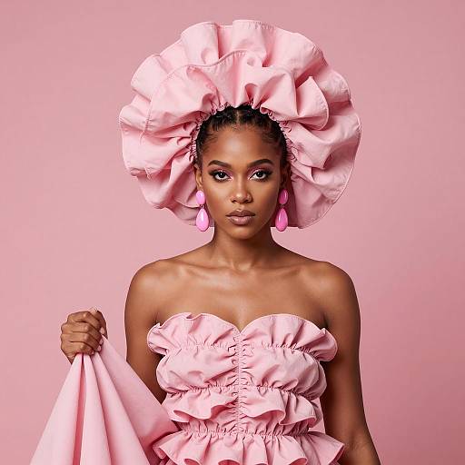 Bold Fashion: Dark-Skinned Woman in Pink