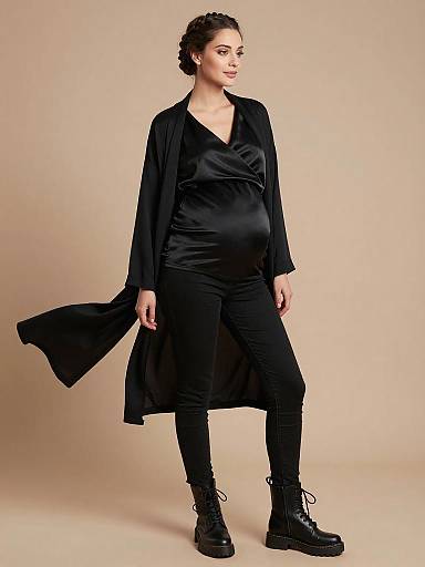 Elegant Monochrome Maternity Fashion Portrait