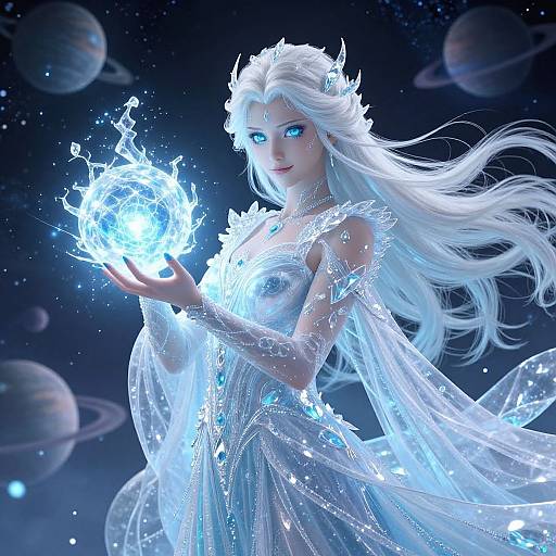 Icy Goddess Casting Magic Spell