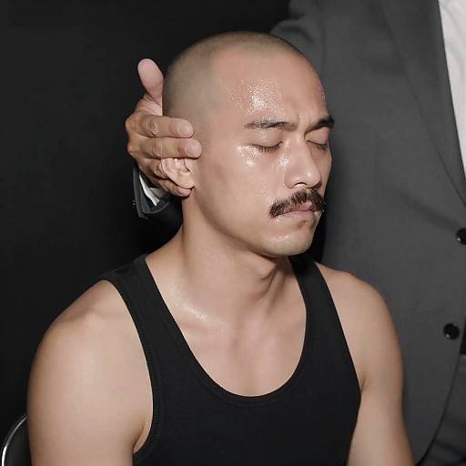 Intense Portrait of a Bald Man in a Suit