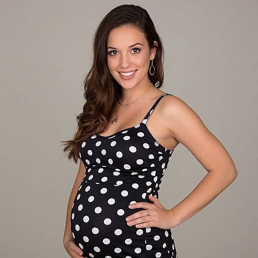 Pregnant Woman in Polka Dot Dress