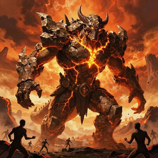 Ancient Elemental Titan in Volcanic Wasteland