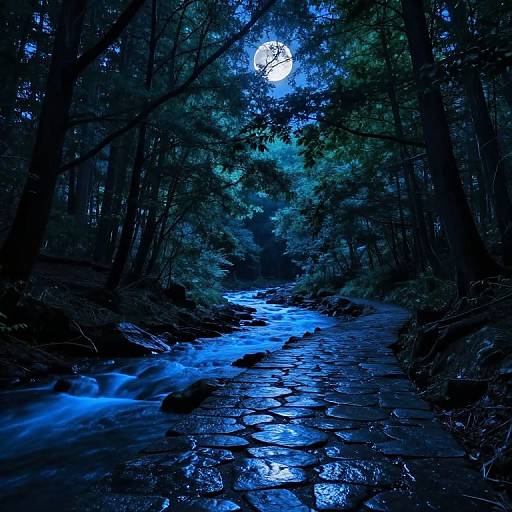 Ethereal Moonlit Forest Pathway