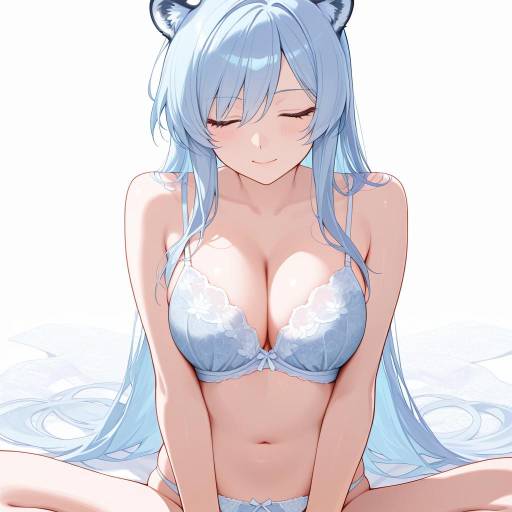 Serene Woman with Flowing Blue Hair Serene Woman with Flowing Blue Hair
