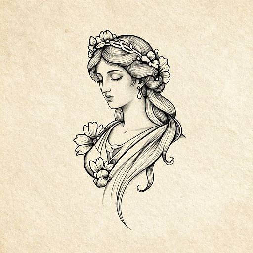 Delicate Aphrodite Tattoo Sketch