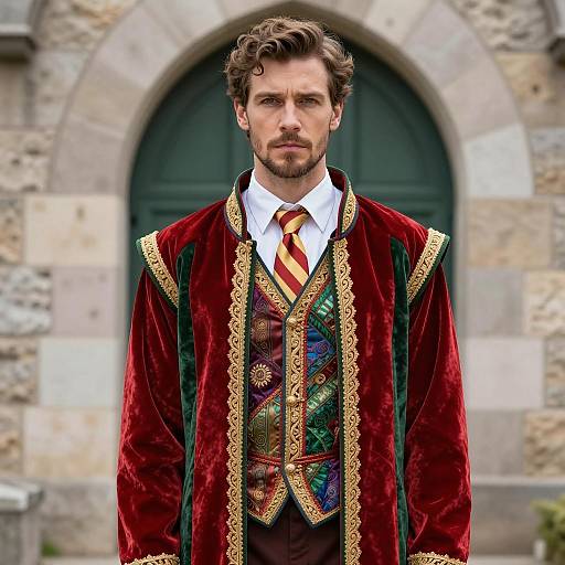 Man in Regal Medieval-Style Costume