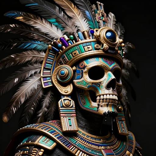 Luxurious Aztec God with Ornate Skull