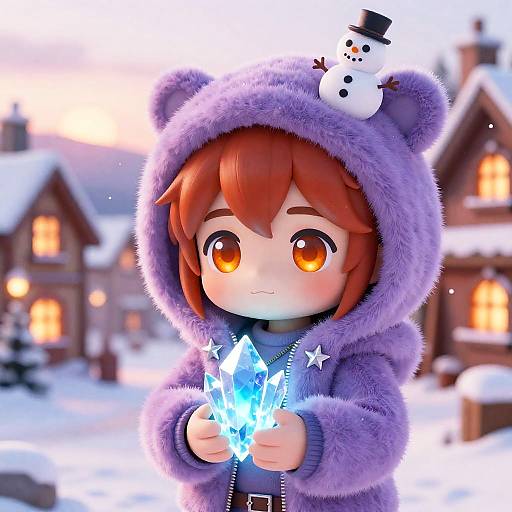 Chibi Winter Fantasy with Crystal Shard