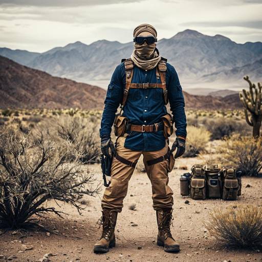 Rugged Man in Desert Adventure Gear