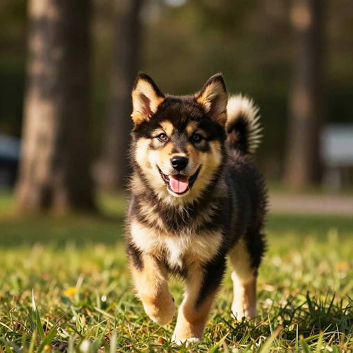 Playful Finnish Lapphund Puppy in Park