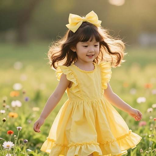 Joyful Girl in Sunny Meadow