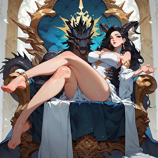 Au'ra Girl with Black Scales on Throne