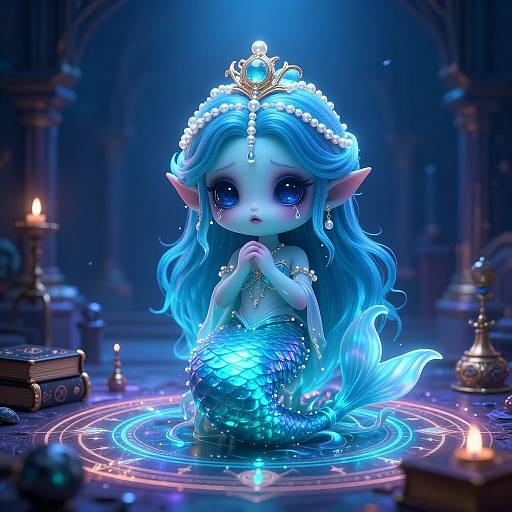 Cinematic Mermaid Monster in Magical Academy