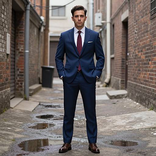 Confident Man in Vintage Urban Suit