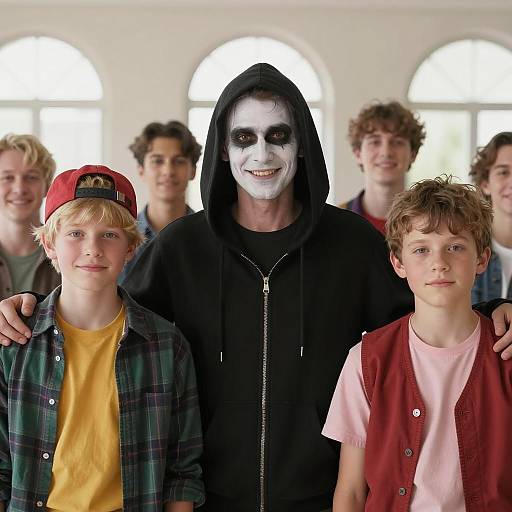 Bright Indoor Gathering with Diverse Characters