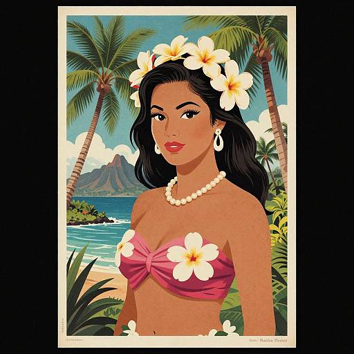Vintage Hawaiian Travel Poster Art