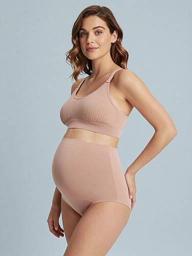 Pastel Maternity Lingerie Lifestyle Portrait