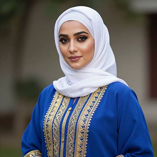 Female in Blue Gold Outfit with Turban