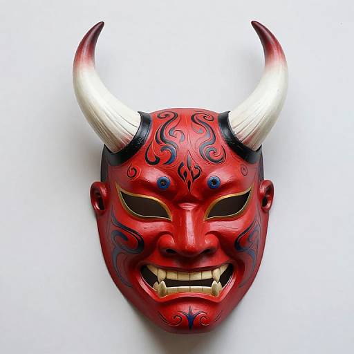 Vivid Red Horned Mask Design