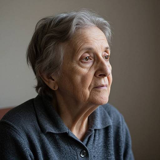 Elderly Woman Reflecting Wisdom and Resilience