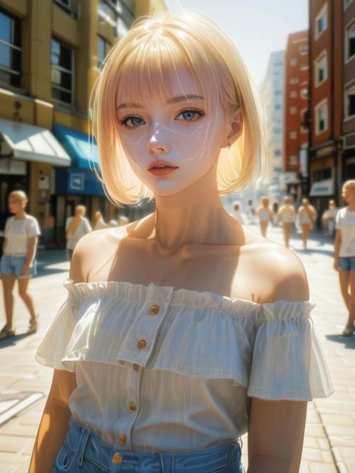 Young Woman in Urban Sunlit Setting