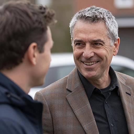 Friendly Encounter Between Two Men Outdoors