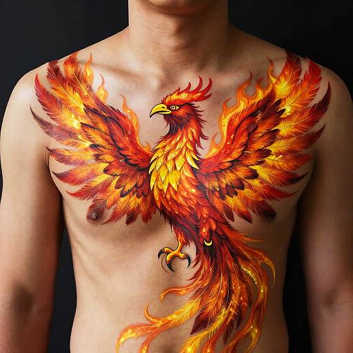 Fiery Phoenix Chest Body Painting