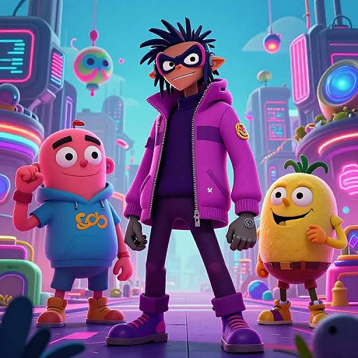 Gorillaz Style Cyberpunk Urban Scenes