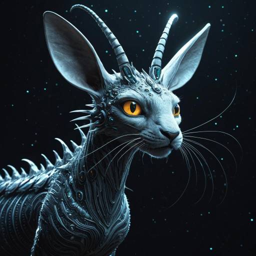 Futuristic Biomechanical Cat Creature