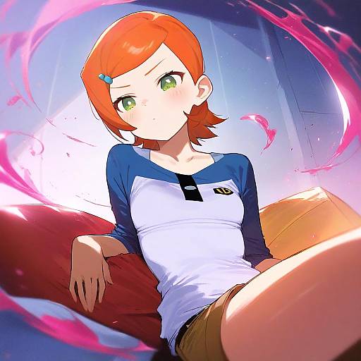 Illustration of Gwen tennyson, ben 10 in the style of Buran buta