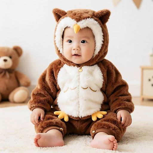 Adorable Eagle Child in Owl Costume