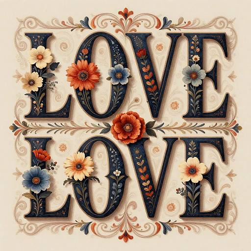 Ornate Floral LOVE Decorative Typography
