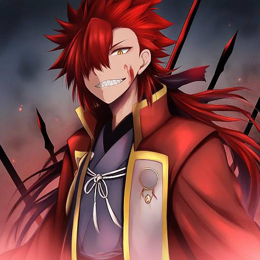 Illustration of Mori nagayoshi (fate), fate (series) in the style of Sen (astronomy)