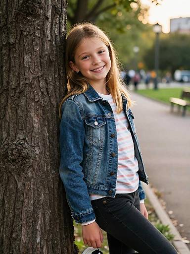 9-Year-Old Girl Park Sunset Portrait