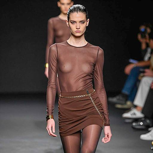 Fashion Model in Chic Brown Ensemble