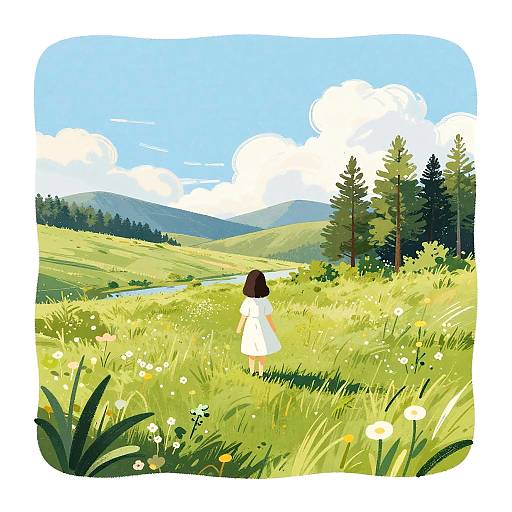 Whimsical Hand-Drawn Landscape Illustration