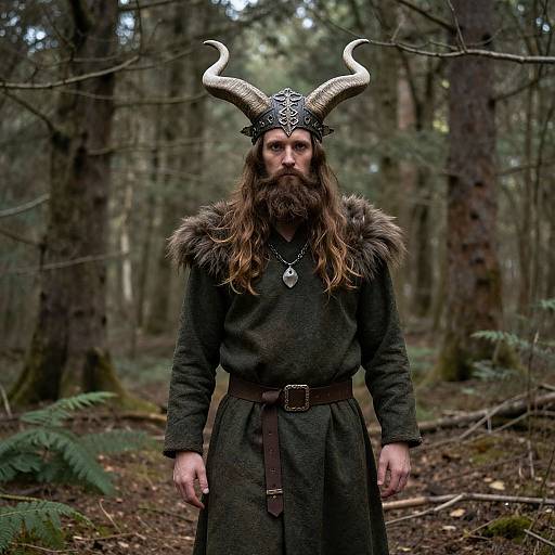 Bearded Forest God with Horned Headdress