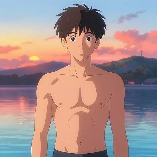 Photorealistic Pastel Young Swimmer Portrait