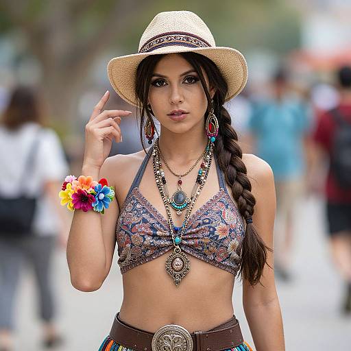 Realistic Hippy Costume Girl Outdoors
