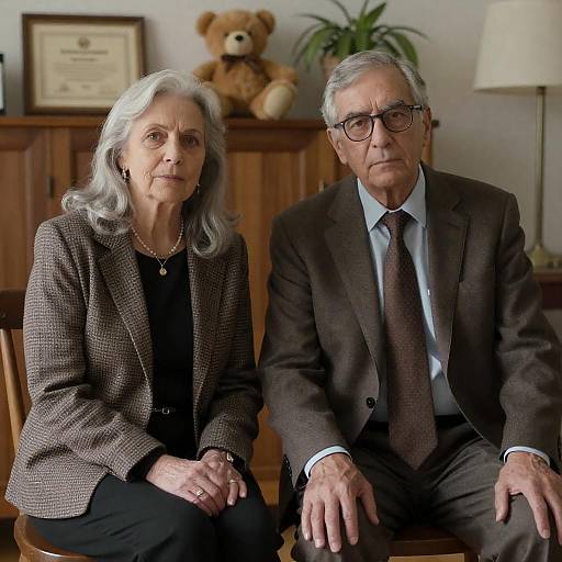 Serious Portrait of Older Adults Indoors
