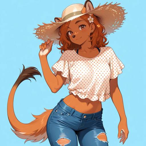 Playful Cowgirl with Animal Features Playful Cowgirl with Animal Features