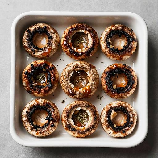 High-Contrast Charred Stuffed Mushrooms